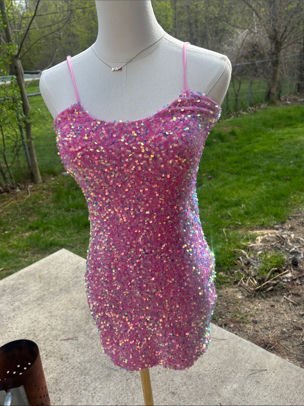 Pink Sequin Bodycon Dress